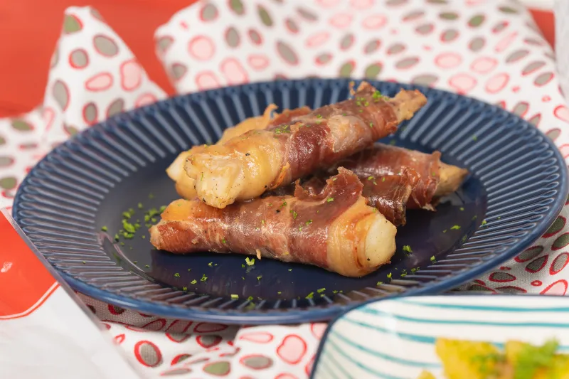 Receta de Rollitos de pescado envueltos en jamón serrano