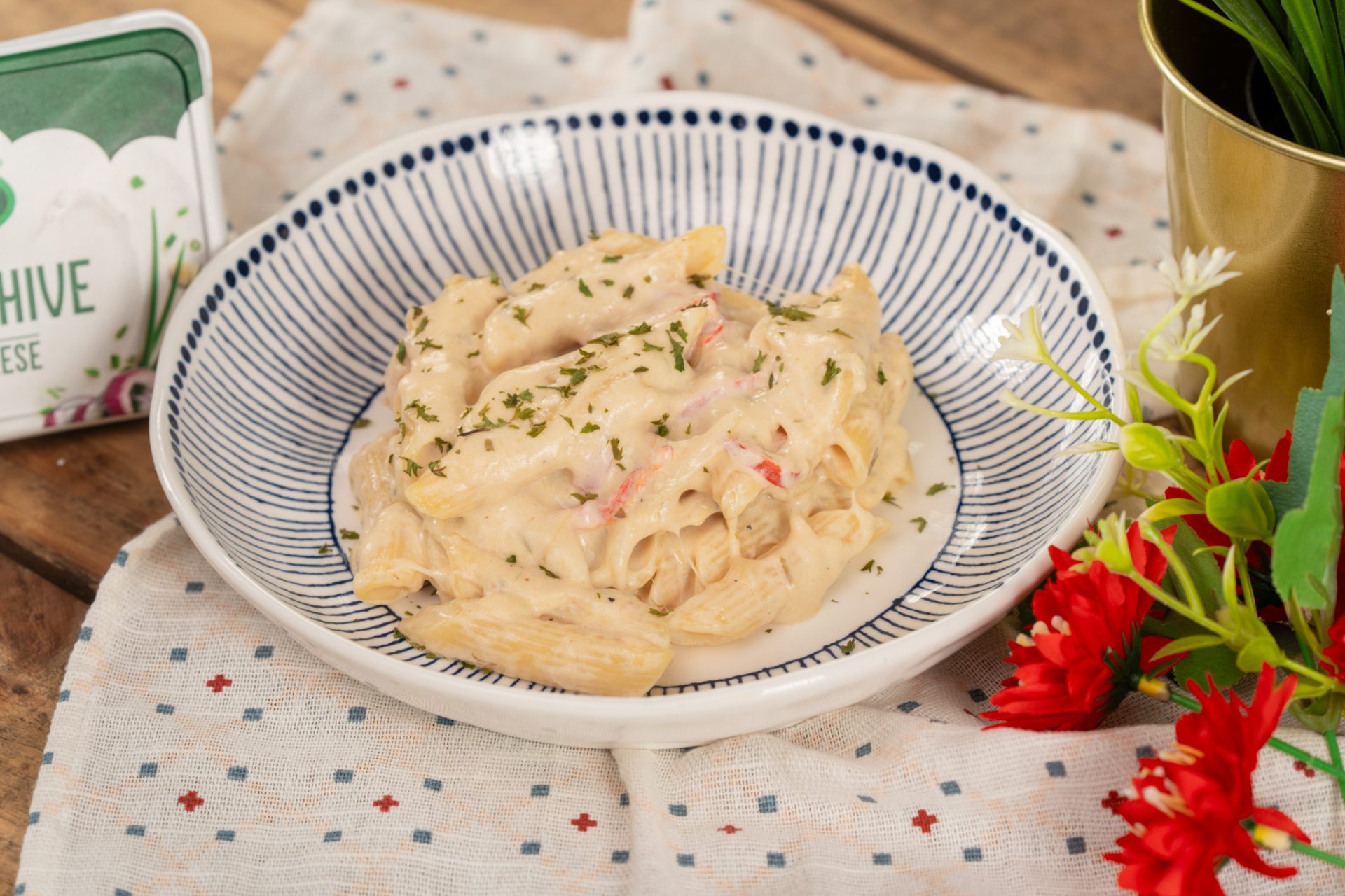 Pasta con Cream cheese de onion & chive Arla Food